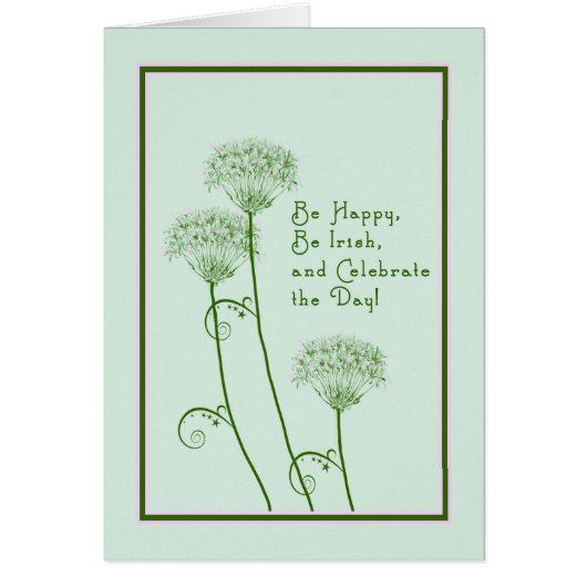St. Patrick's Day Card in Green mit Blume (Vorne)