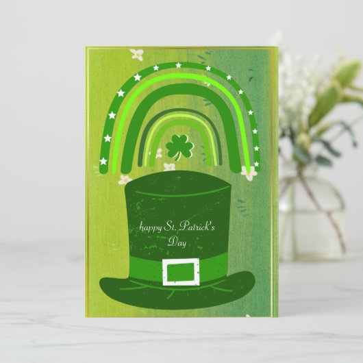 St. Patrick's Day Card mit einem grünen Hut Einladung (Stehend Vorderseite)