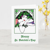 St. Patrick's Day Card mit Hübscher Lady Karte (Gelbe Blume)