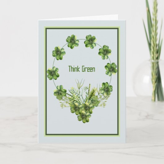 St. Patrick's Day Card mit Kleeblatt Wreath Karte (Vorderseite)