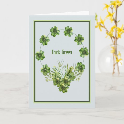 St. Patrick's Day Card mit Kleeblatt Wreath Karte (Gelbe Blume)