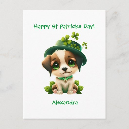 St Patricks Day Card mit Niedlichem Leprechaun Hun Postkarte (Vorderseite)