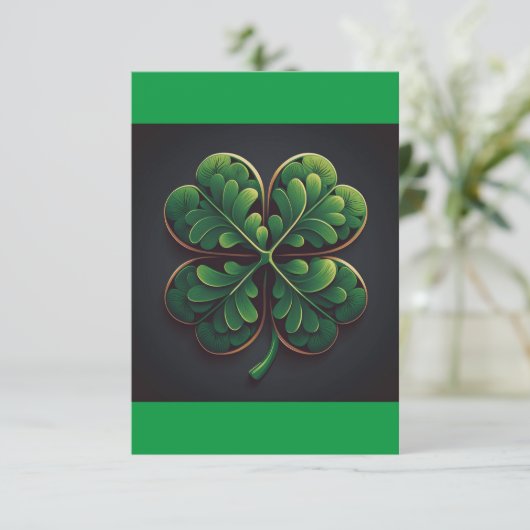 St. Patrick's Day Card mit Vierblättriges Kleeblat (Stehend Vorderseite)