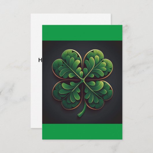 St. Patrick's Day Card mit Vierblättriges Kleeblat (Vorne/Hinten)