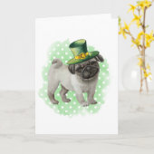 St Patricks Day Card Mops Dog Leprechaun Karte (Gelbe Blume)