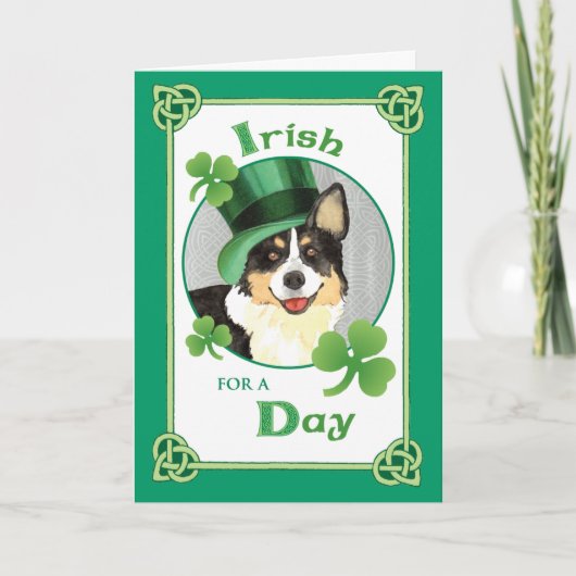 St. Patrick's Day Cardigan Welsh Corgi Karte (Vorderseite)