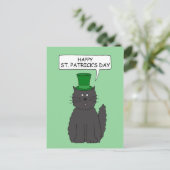 St Patrick's Day Cartoon Cat in a Hat Postkarte (Stehend Vorderseite)