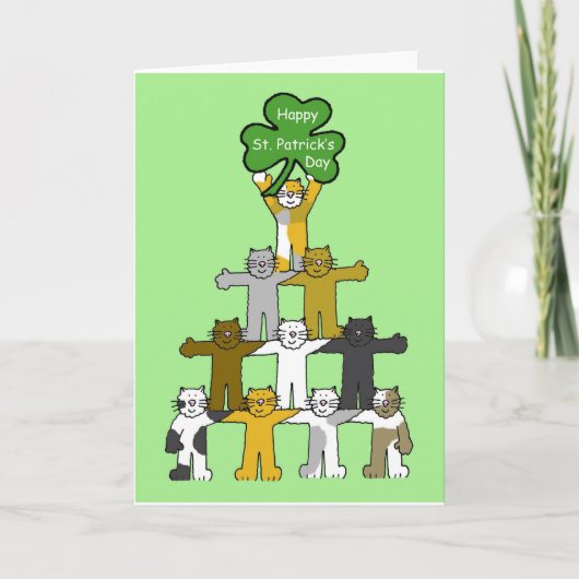 St Patrick's Day Cartoon Cats Karte (Vorderseite)