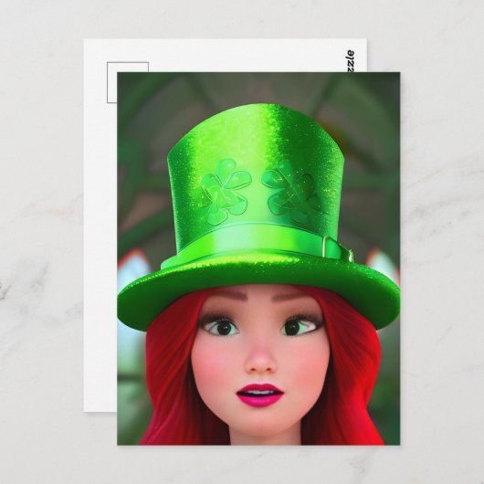 St. Patricks Day Cartoon Frau Postkarte (Vorne/Hinten)
