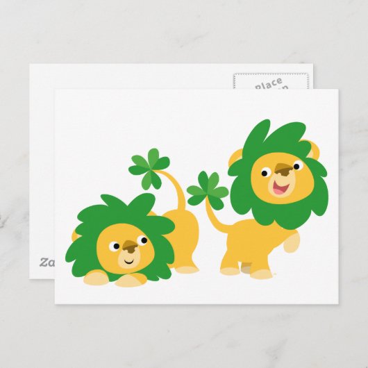 St Patrick's Day Cartoon Löwen Postkarte (Vorne/Hinten)