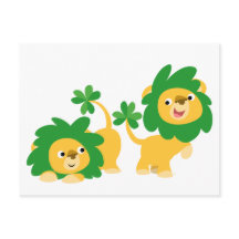 St Patrick's Day Cartoon Löwen Postkarte