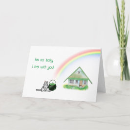 St. Patrick's Day Cat and Rainbow Card Karte