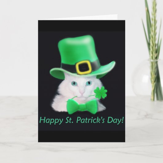 St.Patricks Day Cat Card Karte (Vorderseite)