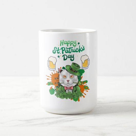 St. Patrick's Day Cat - Holiday - Design Verwandlungstasse (Zentrum)