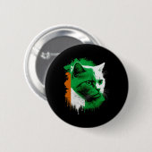 St Patrick's Day Cat Irish Flag Irland Männer Frau Button (Vorne & Hinten)