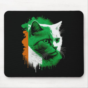 St Patrick's Day Cat Irish Flag Irland Männer Frau Mousepad