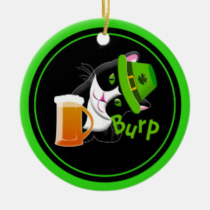 St. Patrick's Day Cat Keramik Ornament