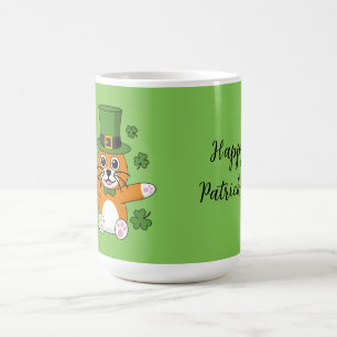 St Patrick's Day Cat Kleeblatts Cartoon   Text hin Kaffeetasse