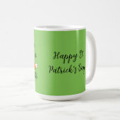 St Patrick's Day Cat Kleeblatts Cartoon | Text hin Kaffeetasse (VorderseiteRechts)