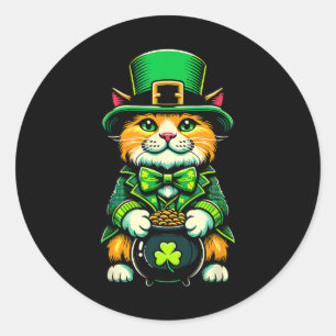 St Patrick's Day Cat Leprechaun Cat Irish Kleeblat Runder Aufkleber