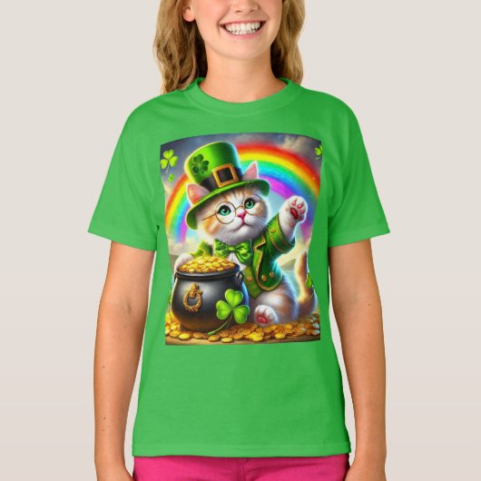 St Patrick's Day Cat Leprechaun Cat Lover T - Shir T-Shirt (Vorderseite)