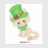 St. Patrick's Day Cat, Leprechaun Hat, Clovers Aufkleber (Blatt)