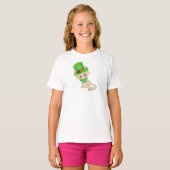 St. Patrick's Day Cat, Leprechaun Hat, Clovers T-Shirt (Vorne ganz)