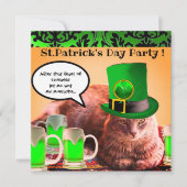 ST.PATRICK'S DAY CAT LEPRECHAUN HAT IRISH BIER EINLADUNG (Vorderseite)