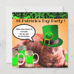 ST.PATRICK'S DAY CAT LEPRECHAUN HAT IRISH BIER EINLADUNG