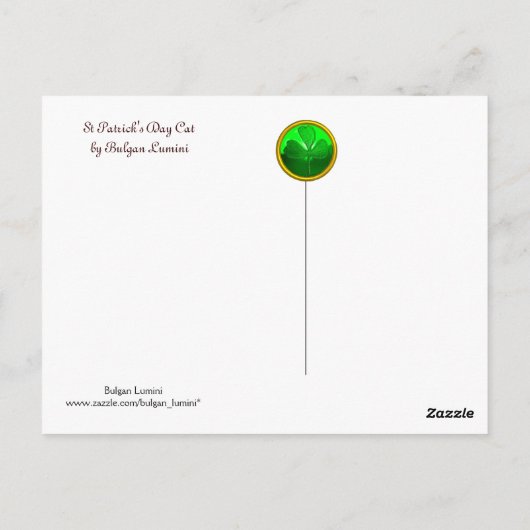 ST. PATRICK'S DAY CAT LEPRECHAUN HAT IRISH BIERS POSTKARTE (Rückseite)