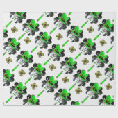 ST. PATRICK'S DAY CAT,LEPRECHAUN HAT UND KLEEBLÄTT GESCHENKPAPIER (Flach)