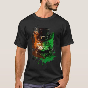 St Patricks Day Cat Leprechaun Lucky Green Proud T-Shirt
