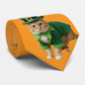St Patrick's Day Cat Orange  Krawatte (Gerollt)
