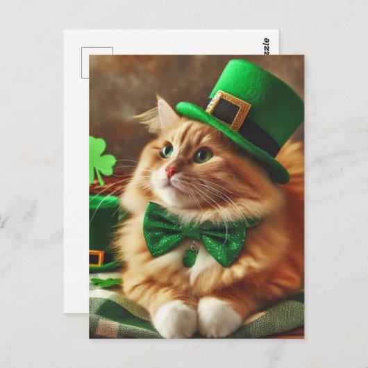 St. Patricks Day Cat Postkarte (Vorne/Hinten)