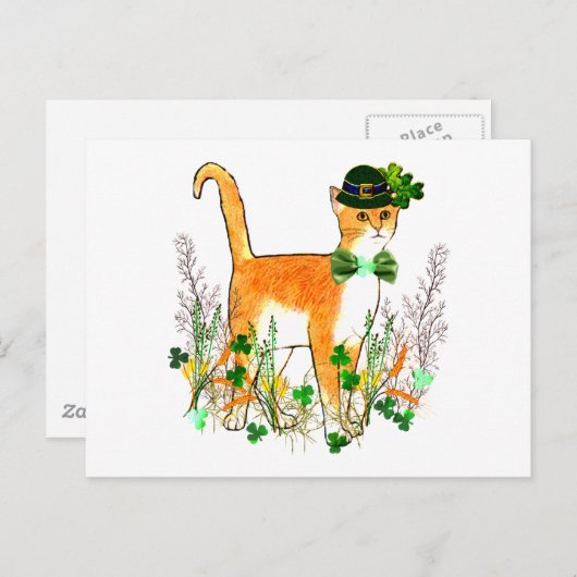 St. Patrick's Day Cat Postkarte (Vorne/Hinten)