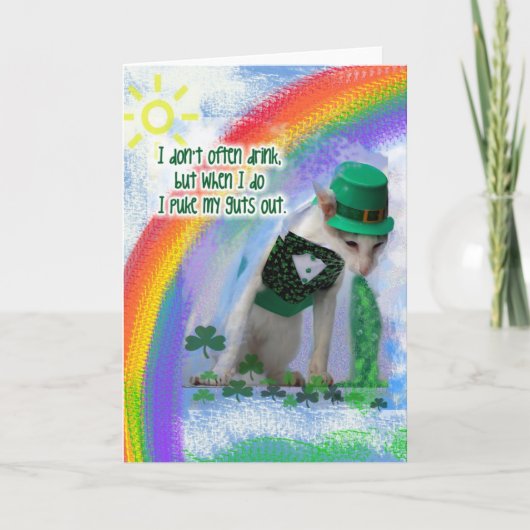 St Patrick's Day Cat Puking Karte (Vorderseite)