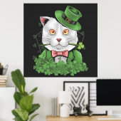 St. Patrick's Day Cat Rauchen Poster (Heimbüro)