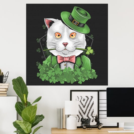 St. Patrick's Day Cat Rauchen Poster (Heimbüro)