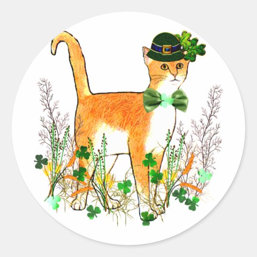 St. Patrick's Day Cat Runder Aufkleber (Vorderseite)