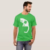 St. Patricks Day Cat Silhouette Kleeblatt T-Shirt (Vorne ganz)
