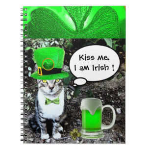 ST PATRICK'S DAY CAT UND GRÜNES IRISH BIER NOTIZBLOCK