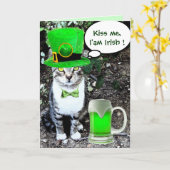 ST PATRICK'S DAY CAT WITH GREEN IRISH BEER KARTE (Gelbe Blume)