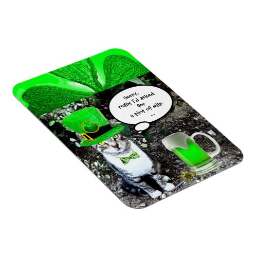 ST PATRICK'S DAY CAT WITH GREEN IRISH BEER MAGNET (Rechte Seite)