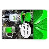 ST PATRICK'S DAY CAT WITH GREEN IRISH BEER MAGNET (Horizontal)