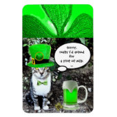 ST PATRICK'S DAY CAT WITH GREEN IRISH BEER MAGNET (Vertikal)