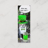 ST PATRICK'S DAY CAT WITH GREEN IRISH BEER MINI VISITENKARTE (Rückseite)