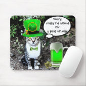 ST PATRICK'S DAY CAT WITH GREEN IRISH BEER MOUSEPAD (Mit Mouse)