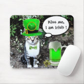 ST PATRICK'S DAY CAT WITH GREEN IRISH BEER MOUSEPAD (Mit Mouse)