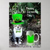 ST PATRICK'S DAY CAT WITH GREEN IRISH BEER POSTER (Vorne)