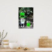 ST PATRICK'S DAY CAT WITH GREEN IRISH BEER POSTER (Küche)